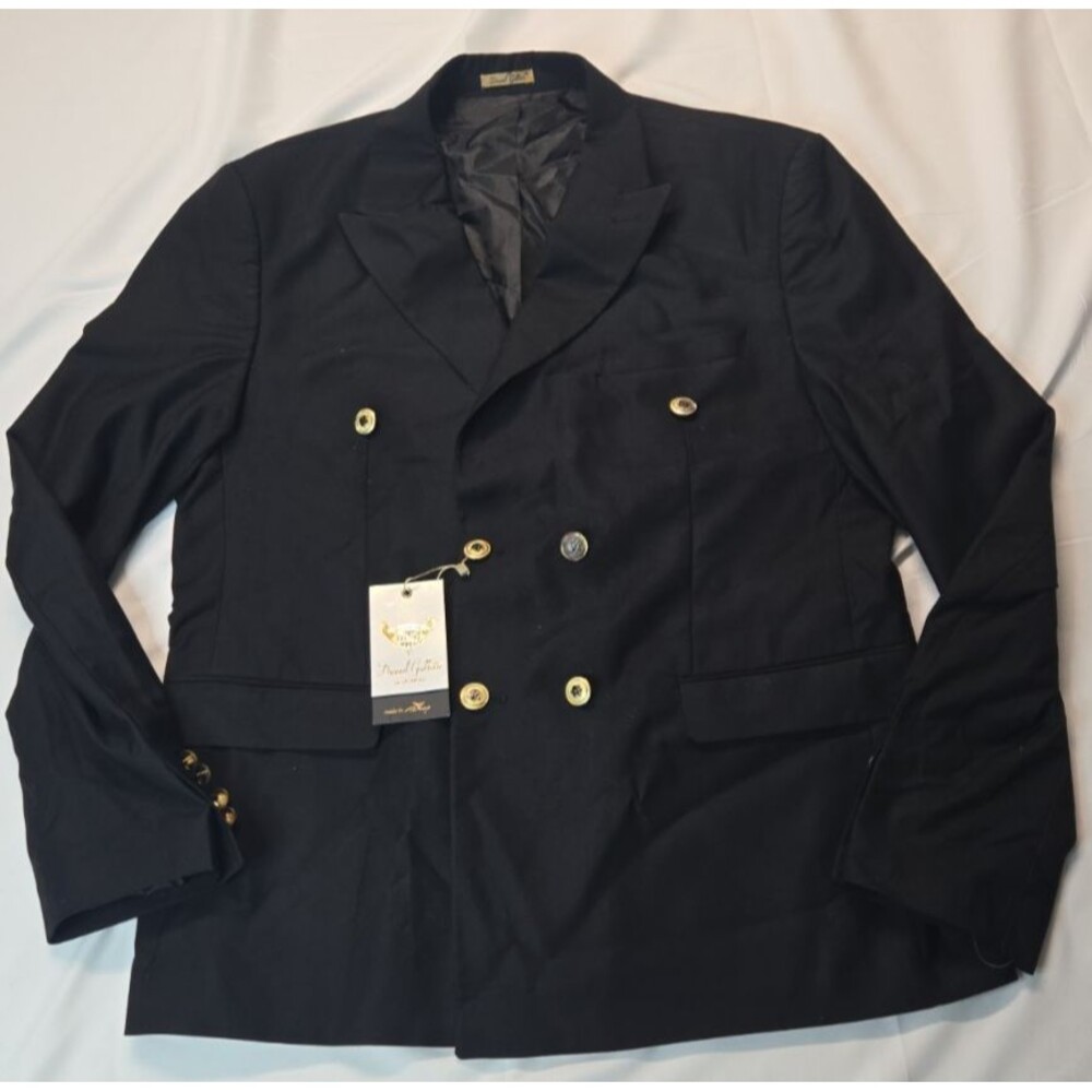 NWT Daniel Gallotti Mens Black Super 160s Wool Blazer IT54 Long Slim Fit Jacket